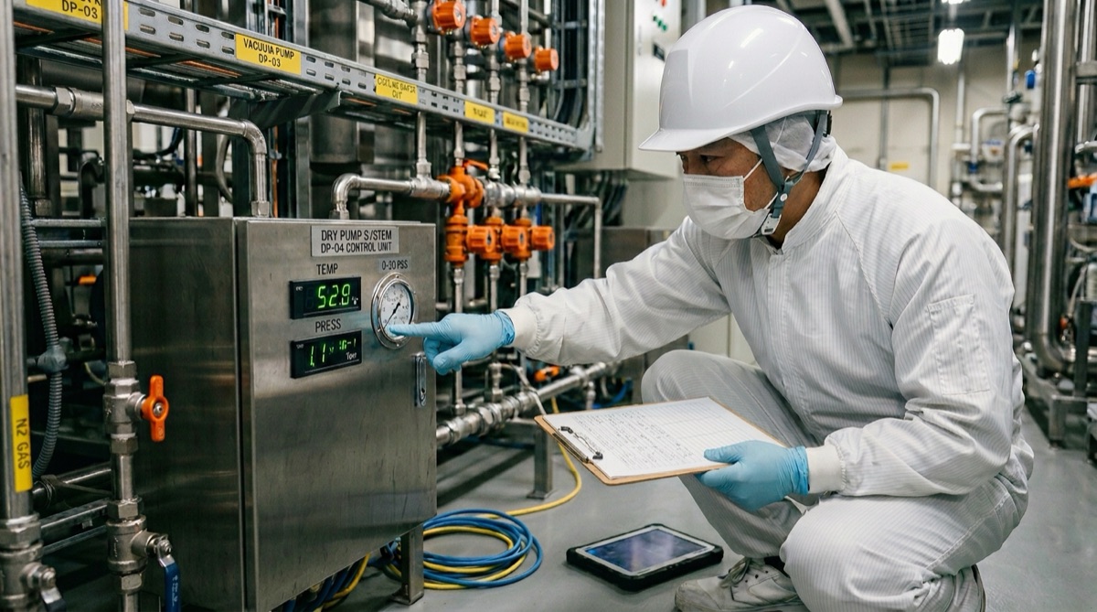 半導体工場チェースでの設備保全作業イメージ